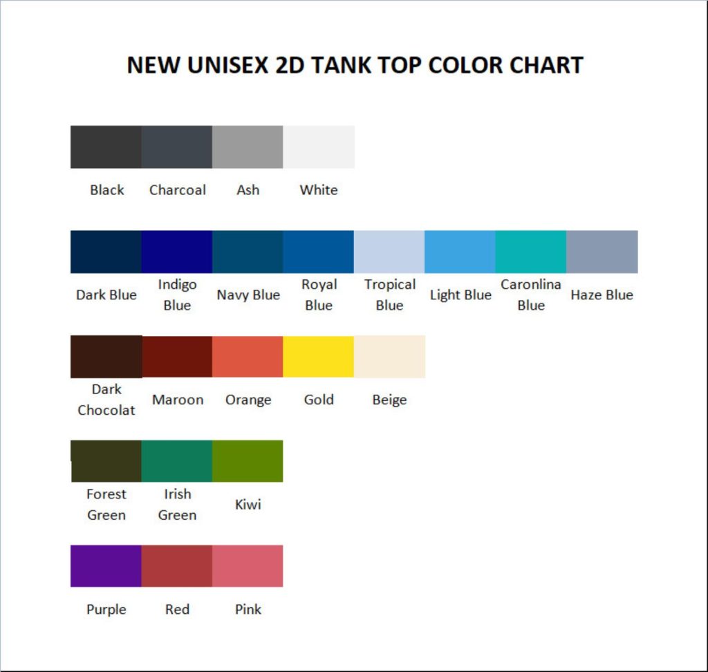 tank top color chart - Billy Strings Shop