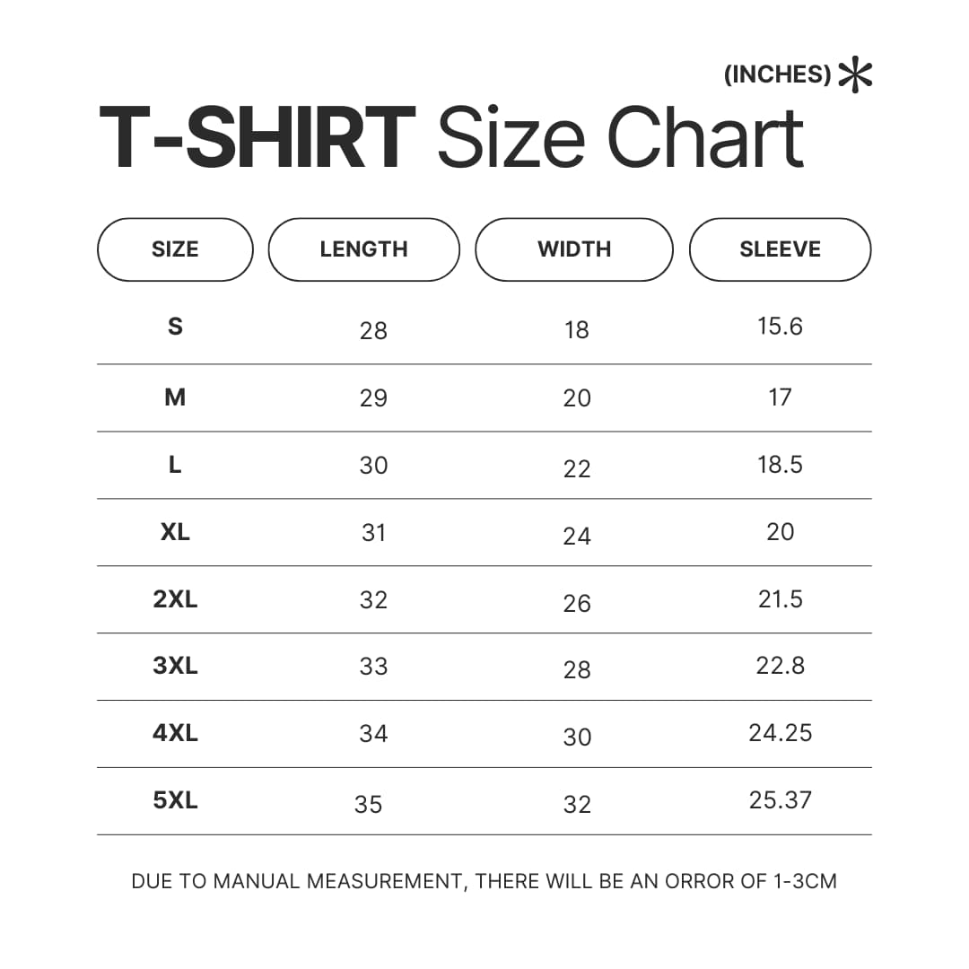 T shirt Size Chart - Billy Strings Shop