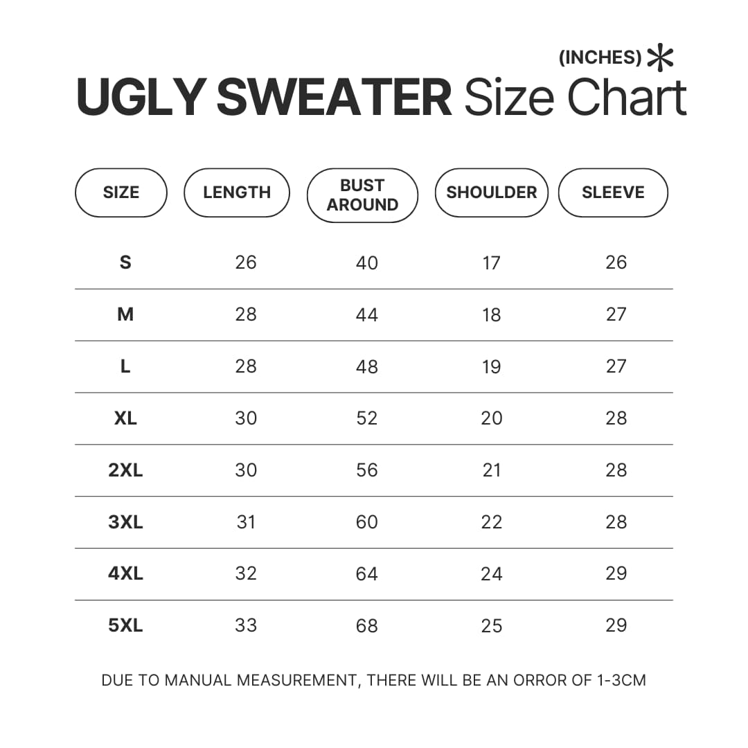 Ugly Sweater Size Chart 1 - Billy Strings Shop